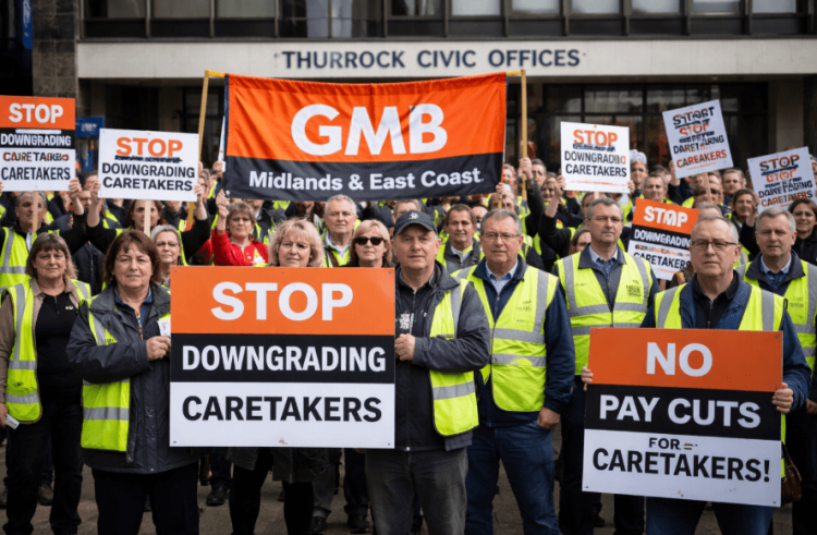 THURROCK COUNCIL CARETAKERS PROTEST OVER ‘DISRESPECTFUL’ DOWNGRADING PLANS THURROCK COUNCIL CARETAKERS PROTEST OVER ‘DISRESPECTFUL’ DOWNGRADING PLANS
