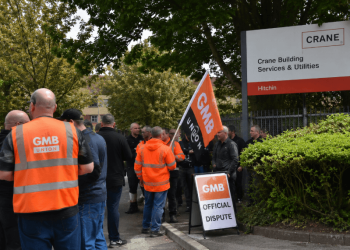 STRIKE ACTION BEGINS AT CRANE BUILDING SERVICES AND UTILITIES